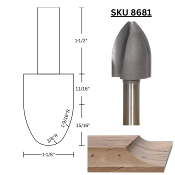 Vertical Raised Panel Router Bit - Cove Profile | MLCS
