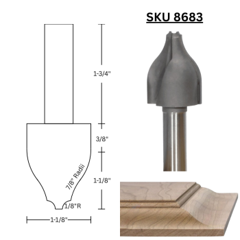 Vertical Raised Panel Router Bit - Ogee & Bead Profile | MLCS