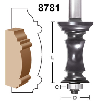 Mitered Door Frame Router Bits 2-1/2" CL x 1/2" shank | MLCS
