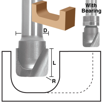 Bowl Router Bits with Bearing 1-1/4" LD X 1/2" shank | EAGLE AMERICA