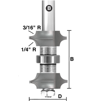 Adjustable Double Roundover Router Bits Assembly x 1/2" shank | EAGLE AMERICA