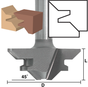 45° Lock Miter Router Bits for 3/8" to 1/2" stock x 1/4" shank | EAGLE AMERICA