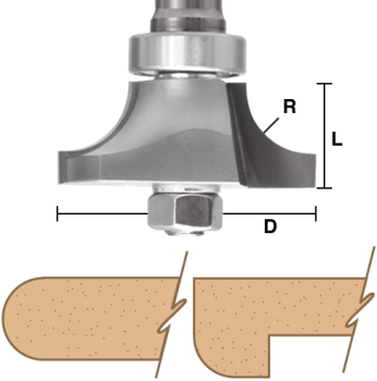 3/4" Round Under Router Bits 1-1/16" CL x 1/2" shank | EAGLE AMERICA