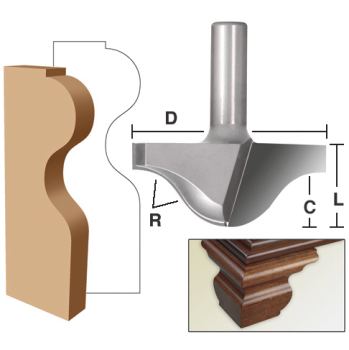 Ogee Foot Mold 3/4"R-1/2"Shk