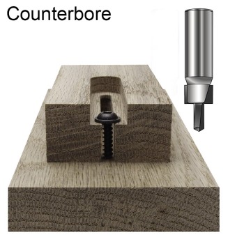 Counterbore Screw Slot Router Bits x 1/2" shank | MLCS