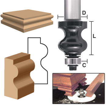 Traditional Foot Molding Router Bits for Jewelry Boxes 1-1/4" CL x 1/2" shank | MLCS