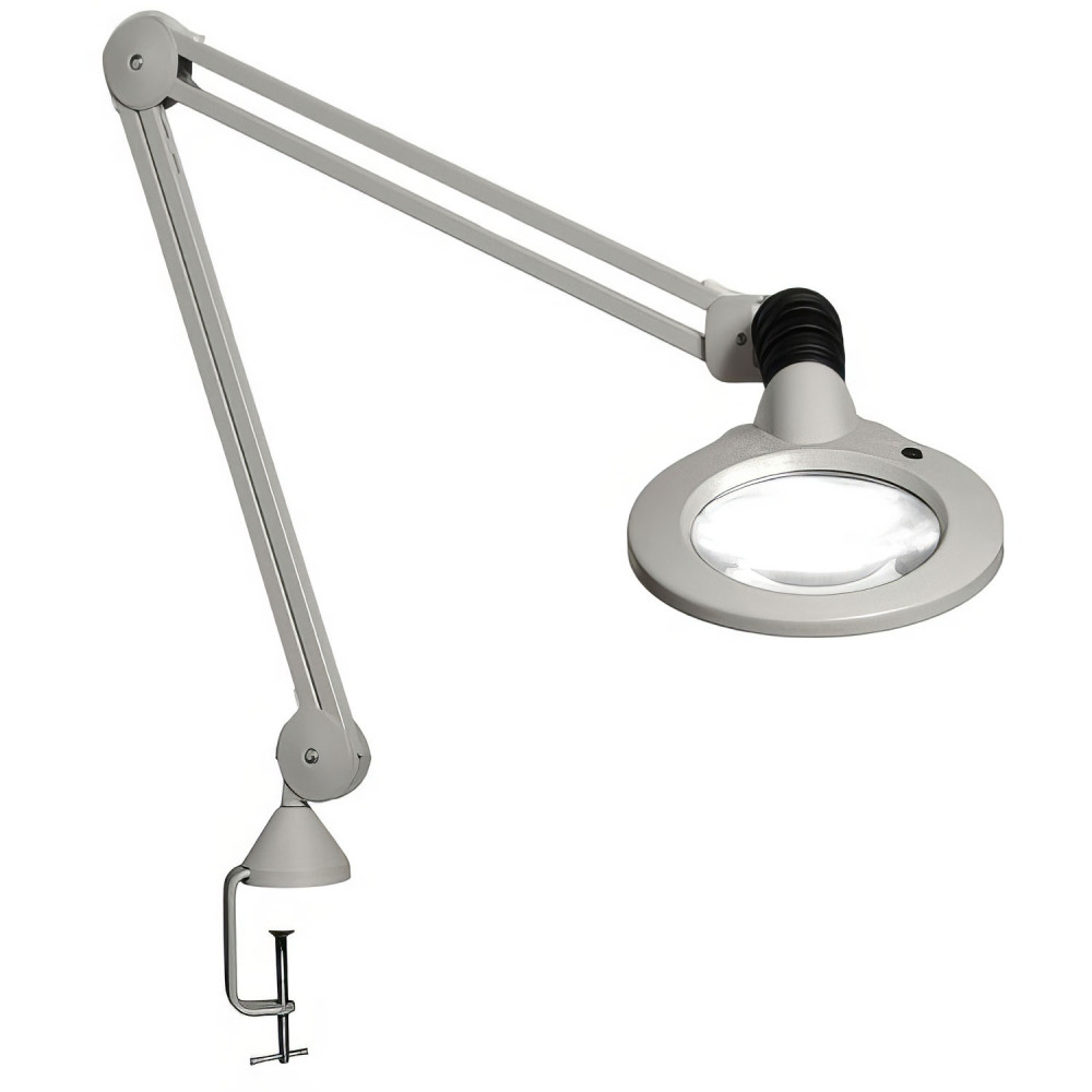 KFM LED Magnifier- 30in Arm- 5.0D 2.25x- Clamp- Grey