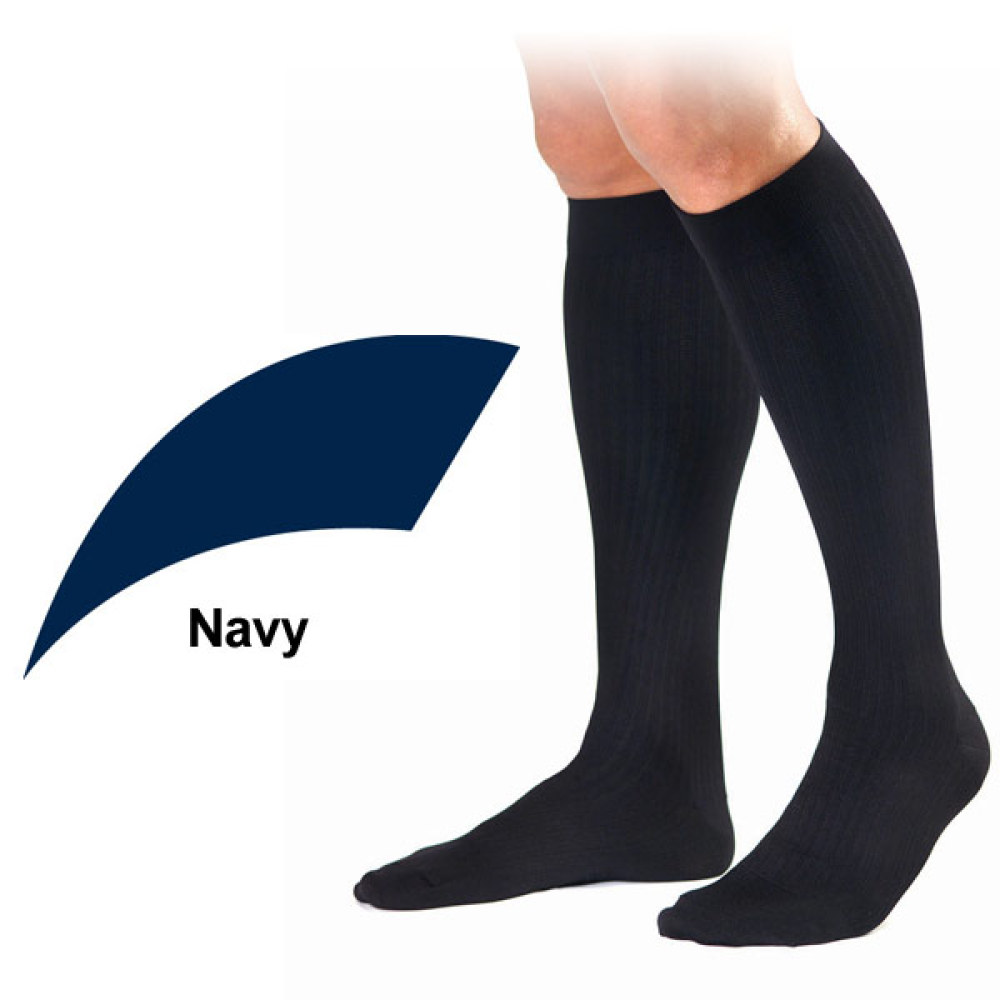 Mens Dress 8-15mmhg Knee High- Small- Navy