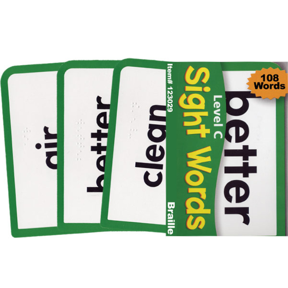 Low Vision-Braille Flash Cards- Sight Words- Set C