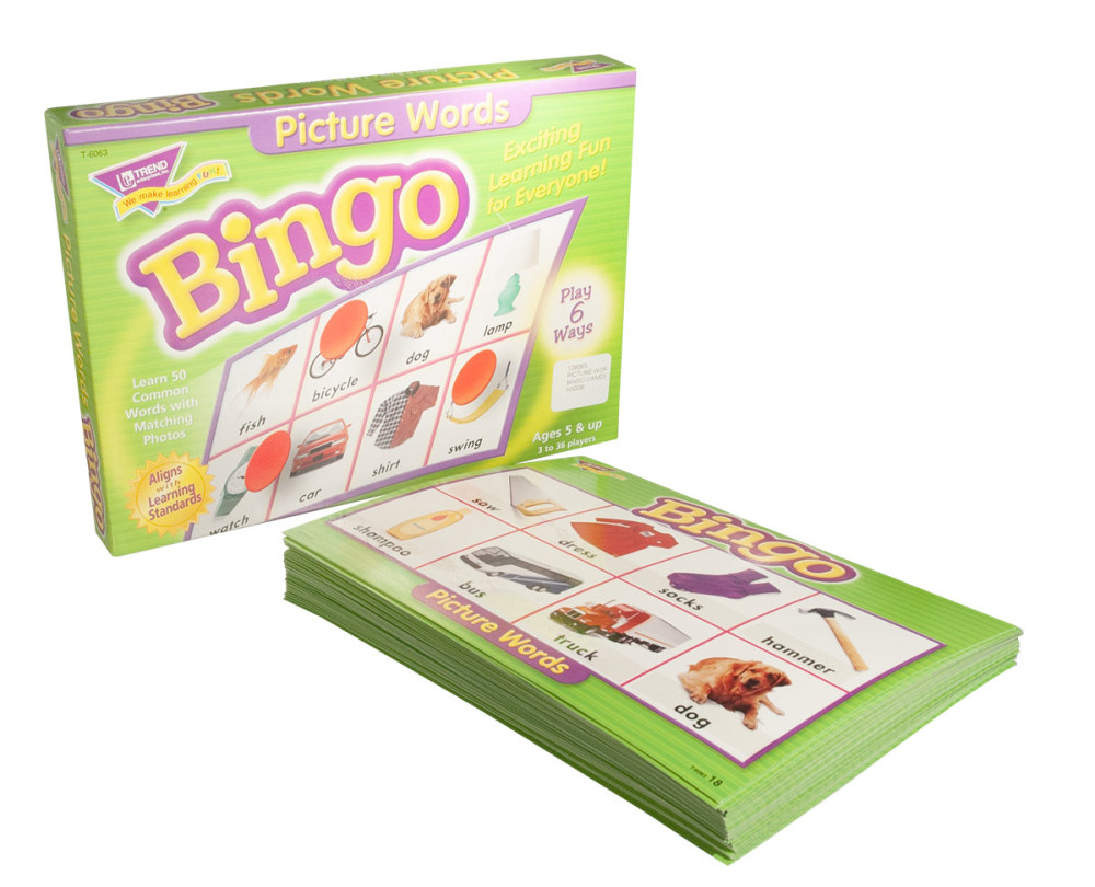 Picture Words Bingo Game with Braille