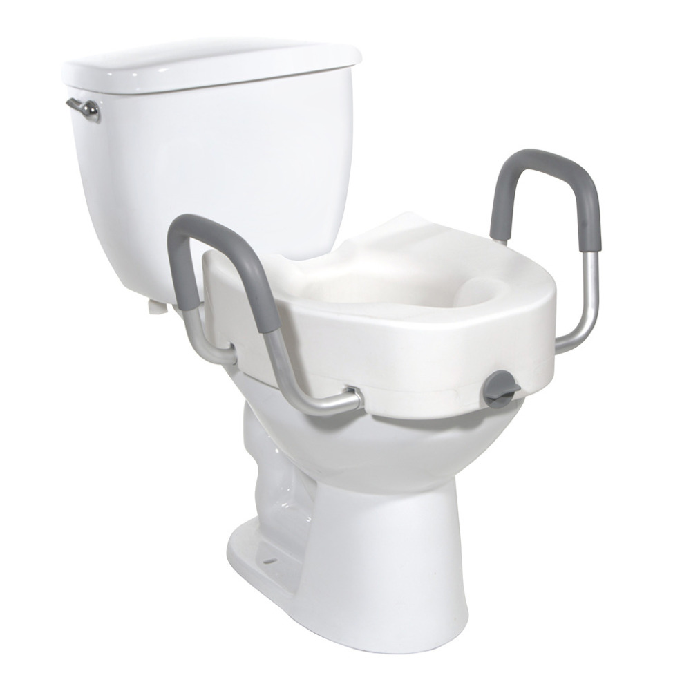 Raised and Elongated Toilet Seat with Removable Arms