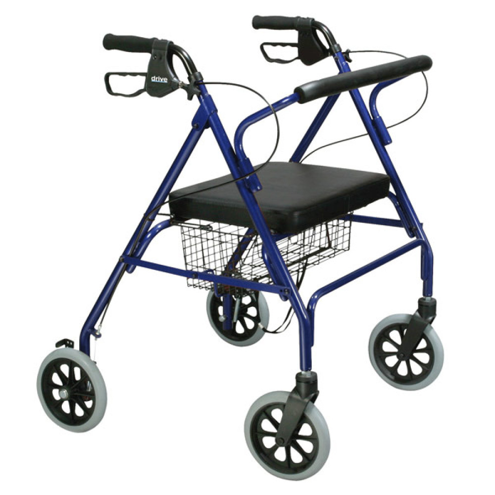 Drive Go-Lite Bariatric Steel 4-Wheel Rollator with Padded Seat- Blue