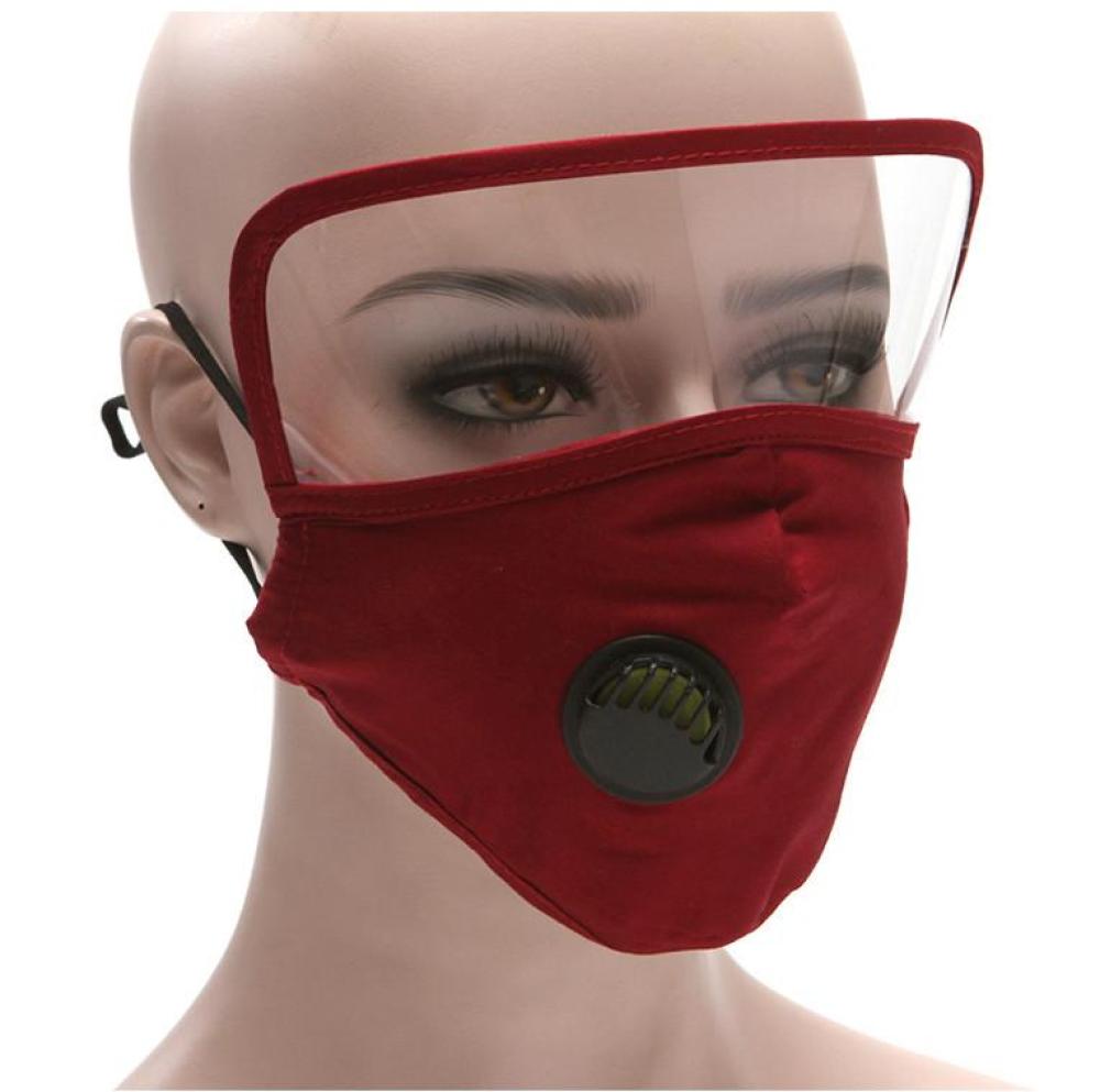 2 IN 1 Reusable Face Mask with Protective Face Shield Red