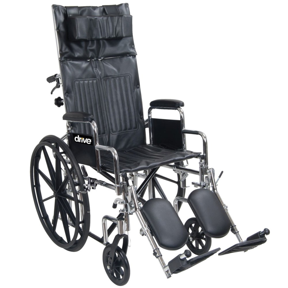 Chrome Sport Full-Reclining Wheelchair- 20 in. w-Full Arms