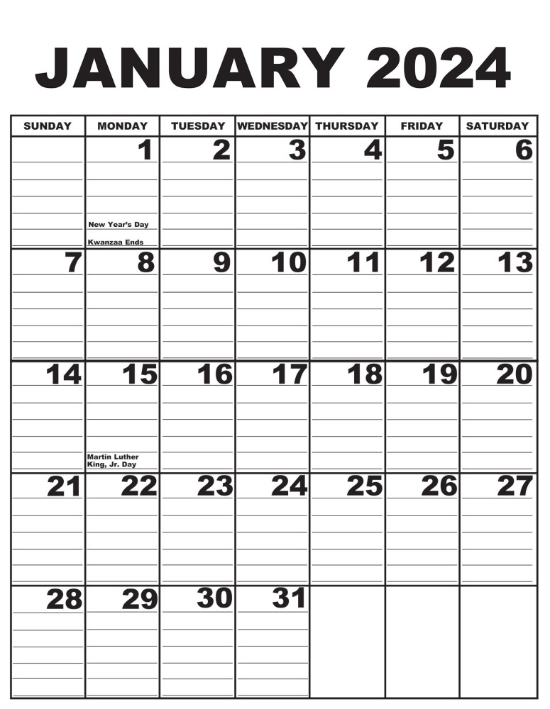 Giant Appointment Calendar 2024