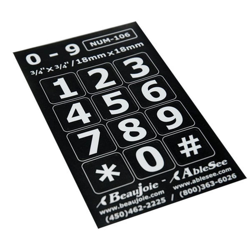 Telephone Stickers - White on Black - Numbers Only