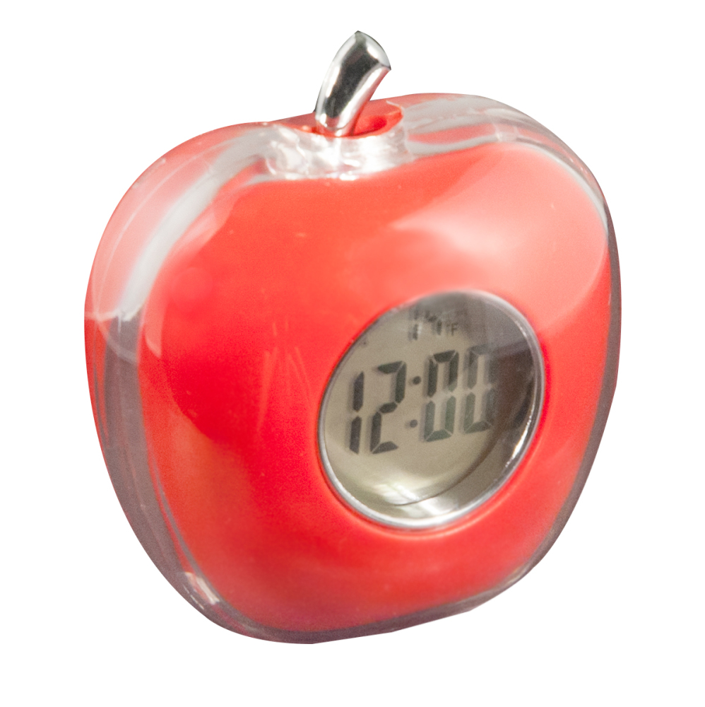 Apple Shaped Talking Alarm Clock with Temperature - Red