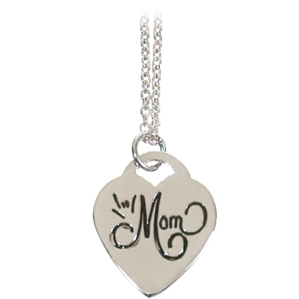 ILY Mom Heart Necklace - 18-in. Chain- Silver