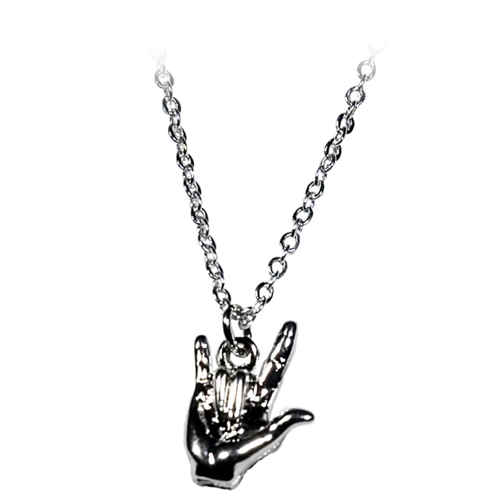 ILY Necklace with 18 inch Chain - Silver Plated