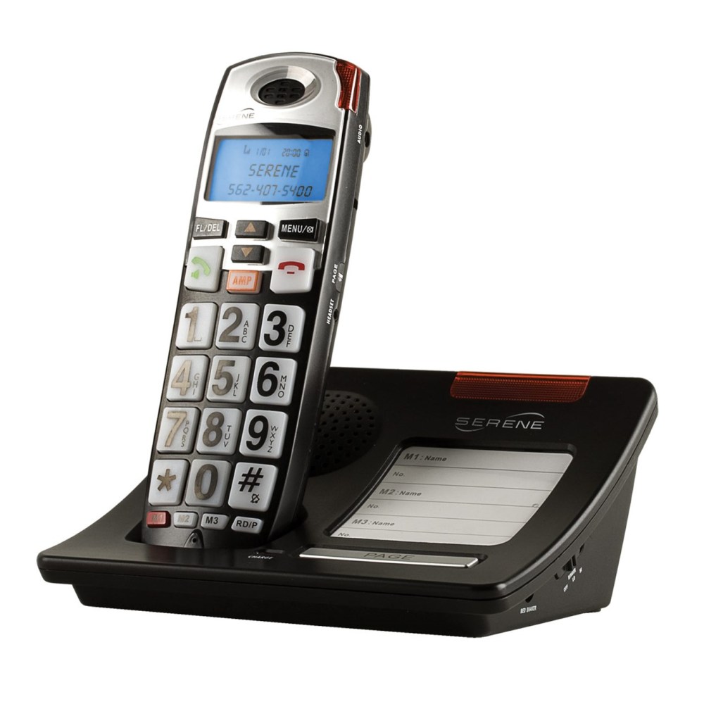 Serene HD 55dB Amplified Talking Cordless Big Button Phone with LCD