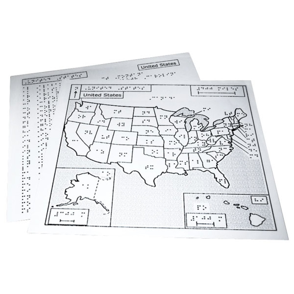 Braille Map USA - 11.5 in. x 11 in.