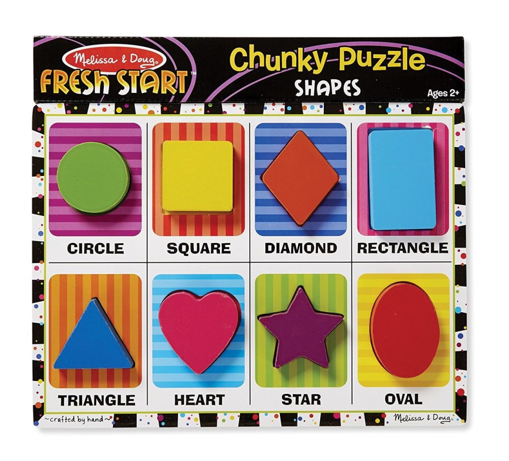 Melissa & Doug Chunky Wooden Puzzle Shapes - 8 Pieces - Ages 2+