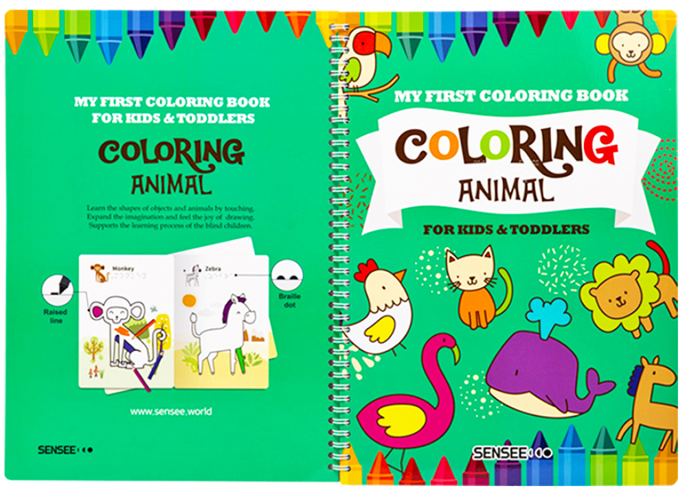 Braille Coloring Animals Book