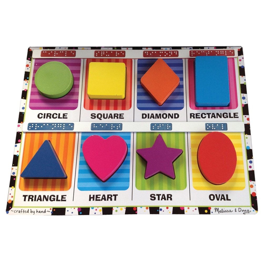 Melissa and Doug Chunky Puzzle Shapes- Tactile with Braille Markings