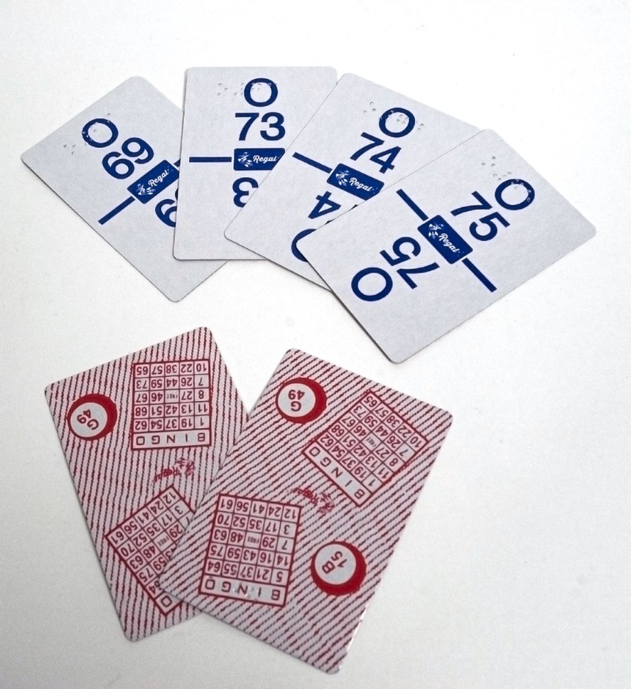 Bingo Calling Cards with Braille - Blue-White High Contrast