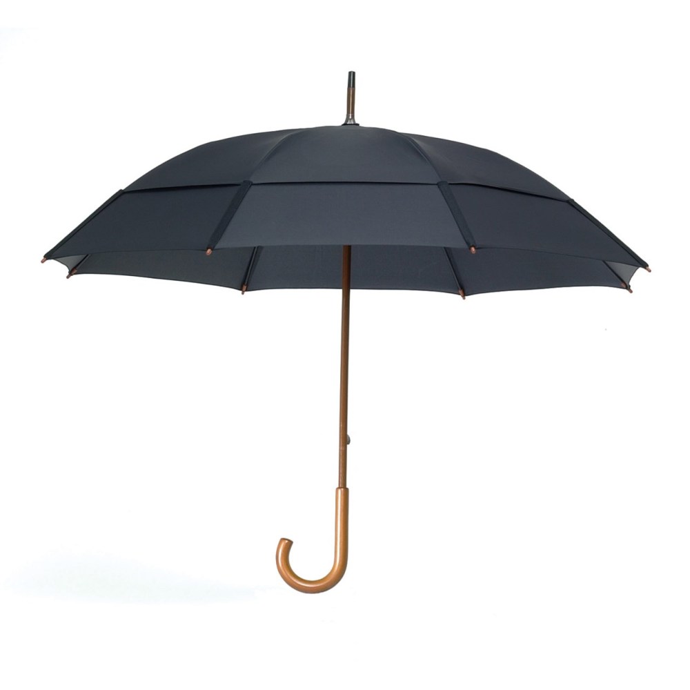 Classic Umbrella with Wooden J-Handle- Black