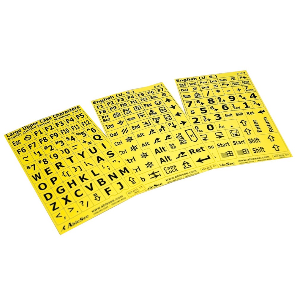 Computer Keyboard Labels - Black Characters on Yellow Background