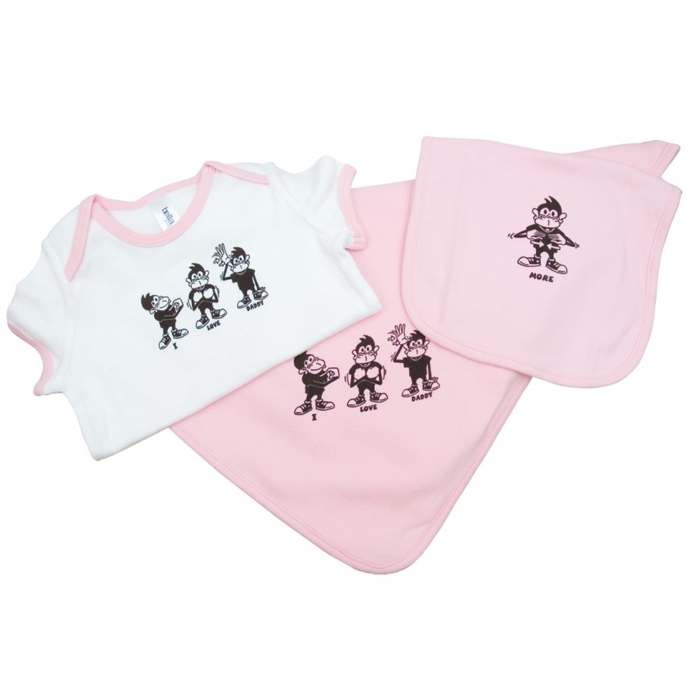 I Love Daddy Gift Set Pink Bib, Blanket, Onesie for 12 to 18 Mo.