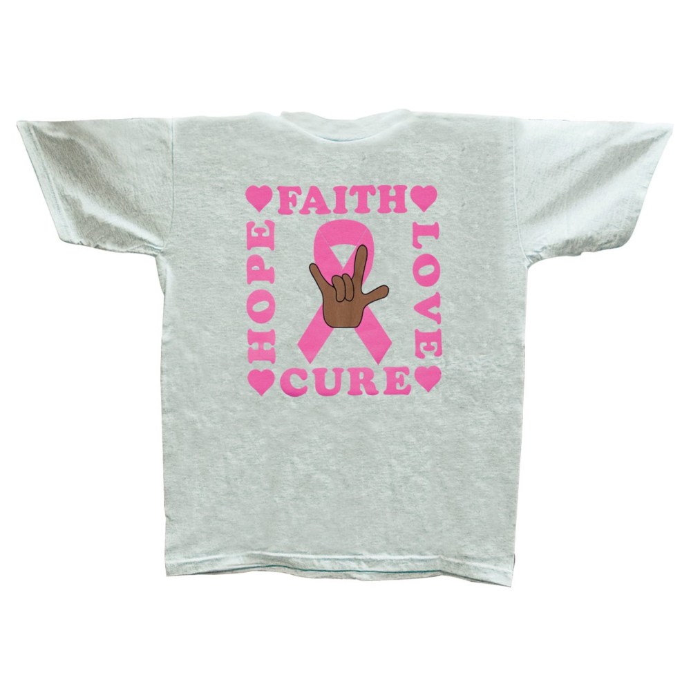 Breast Cancer w ILY -Brown Hand  Size M T Shirt