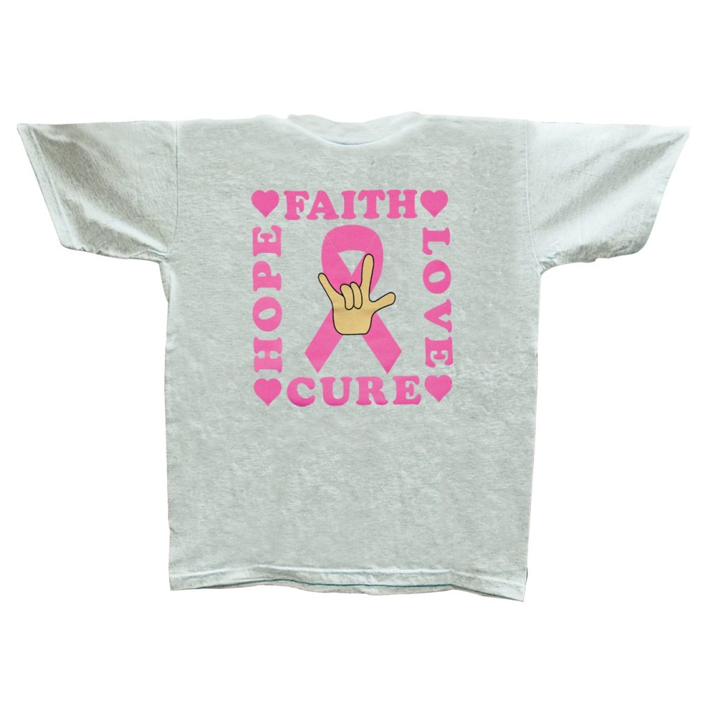 Breast Cancer w ILY -White Hand  Size XL T Shirt
