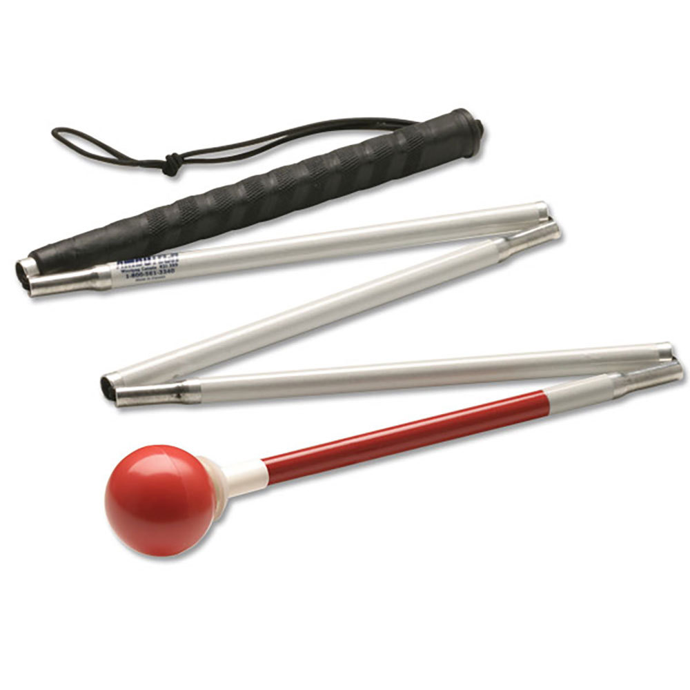 Ambutech Aluminum 5-Section Folding Cane- Red Ball- 58in