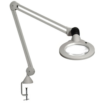 KFM LED Magnifier- 30in Arm- 3.0D- 1.75x- Clamp- Grey