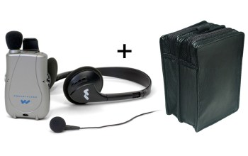 Pocketalker Ultra w-Earbud+Headphones + Leather Case- MaxiAids Bundle