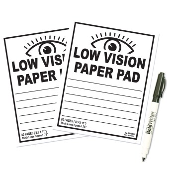 Low Vision Black Paper Notebook: Bold Line Writing Paper For Low Vision,  great for Visually Impaired, Eyesight, student, writers, work, school,  Senior (Paperback)