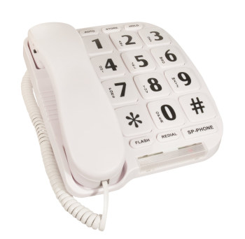 Large Button Telephone- White Color
