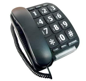 Large Button Telephone- Black Color