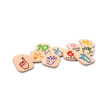 Braille Wooden Hand Sign Numbers 1-10