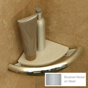 Invisia Bath Corner Shelf-Support Rail- Nickel Invisia Bath Corner Shelf-Support Rail- Nickel