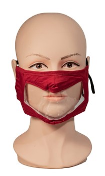 Red Reusable Face Mask with Clear Window