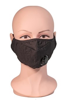 Black Cotton Face Mask with Breathable Vent and 2 Filters