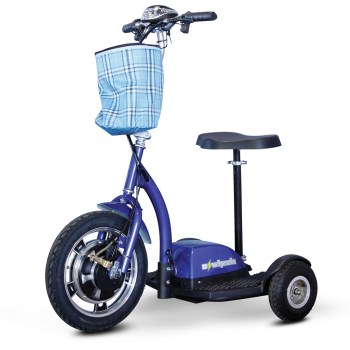 E-Wheels EW-18 Stand-N-Ride 3-Wheel Electric Mobility Scooter- Blue