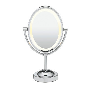 Oval Chrome Incandescent Lighted Mirror 1X-7X