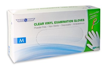 Clear Vinyl Exam Gloves- Medium- 100-bx