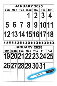 2025 Giant Print Calendar with Pen