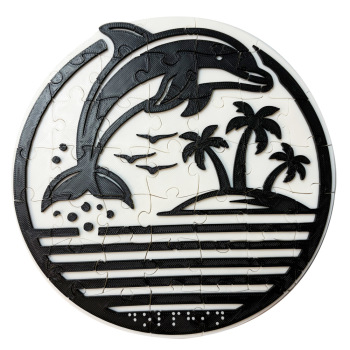 Dolphin Tactile Jigsaw Puzzle (White/Black)