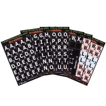 Large Print Scrabble Tile Overlays - White on Black